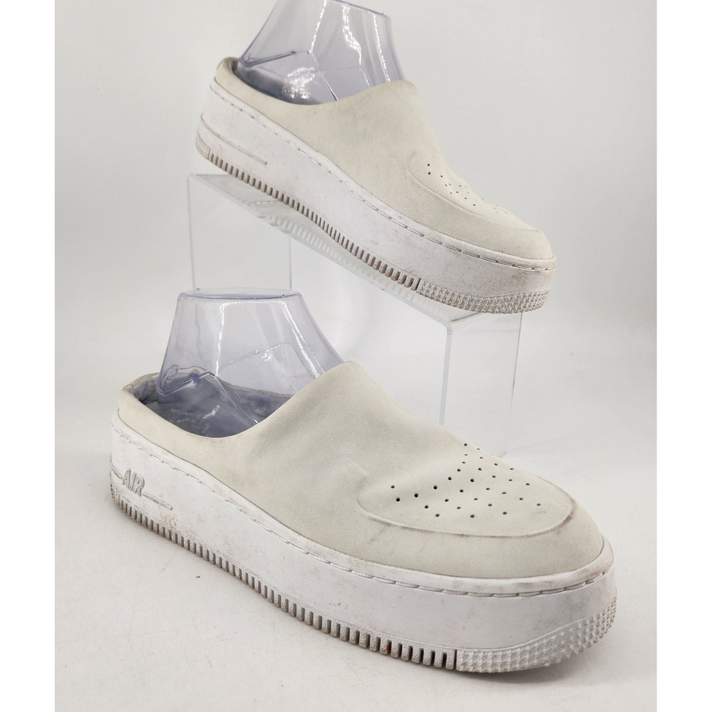 Nike Air Force 1 Lover XX Mules Womens 8.5 Off White Suede Platform Slip On Shoe